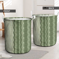 Vintage Sage Green Hawaiian Traditional Kapa Mix Flowers Lei Laundry Basket
