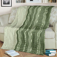 Vintage Sage Green Hawaiian Traditional Kapa Mix Flowers Lei Blanket