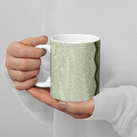 Vintage Sage Green Hawaiian Traditional Kapa Mix Flowers Lei Ceramic Mug