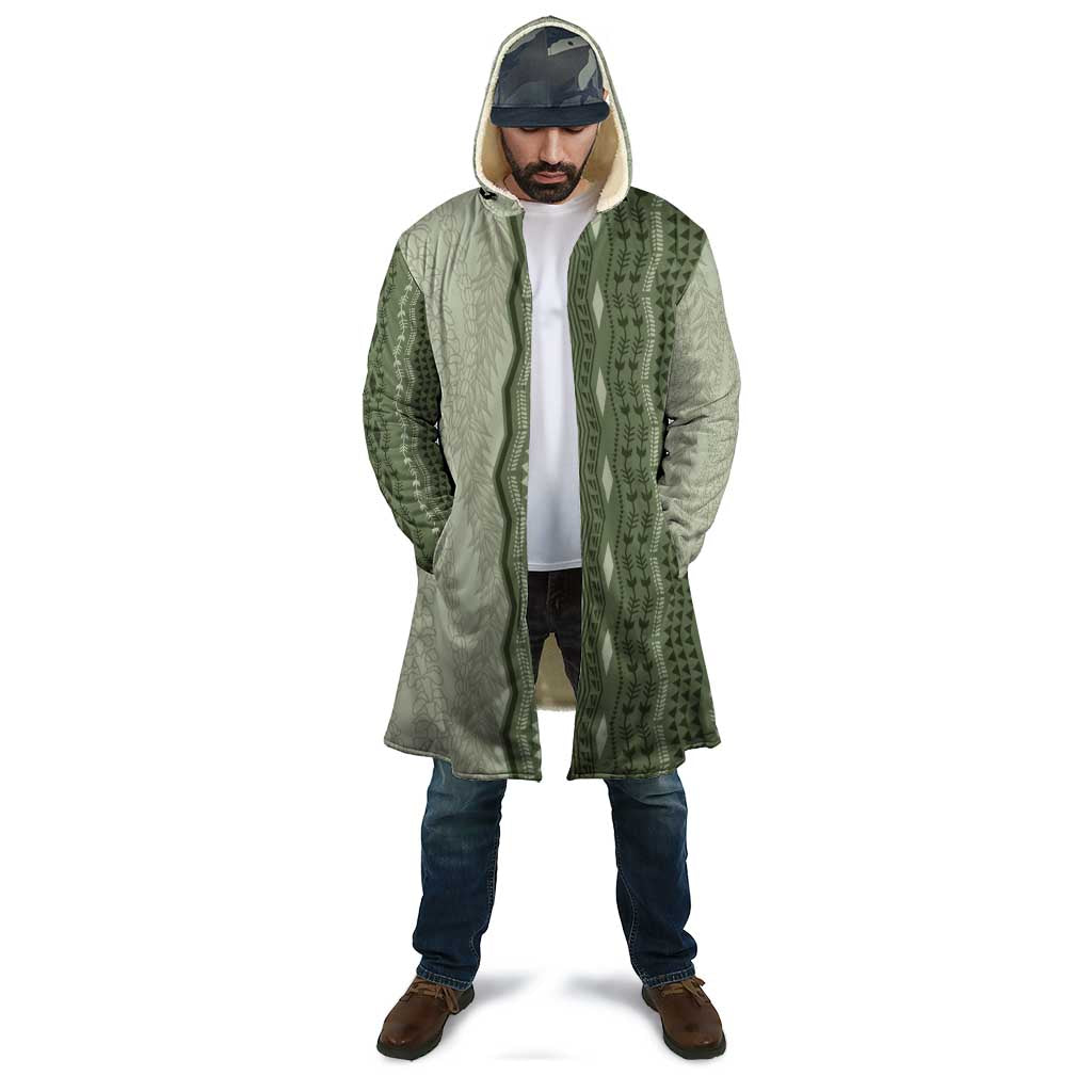 Vintage Sage Green Hawaiian Traditional Kapa Mix Flowers Lei Cloak