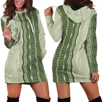 Vintage Sage Green Hawaiian Traditional Kapa Mix Flowers Lei Hoodie Dress LT7 - Polynesian Pride
