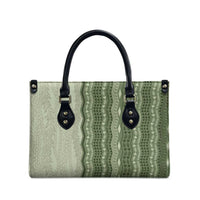Vintage Sage Green Hawaiian Traditional Kapa Mix Flowers Lei Leather Bag