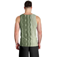 Vintage Sage Green Hawaiian Traditional Kapa Mix Flowers Lei Men Tank Top