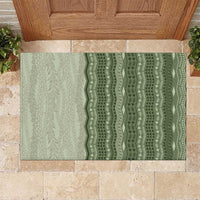 Vintage Sage Green Hawaiian Traditional Kapa Mix Flowers Lei Rubber Doormat