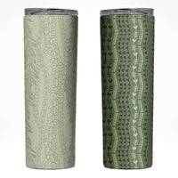 Vintage Sage Green Hawaiian Traditional Kapa Mix Flowers Lei Skinny Tumbler