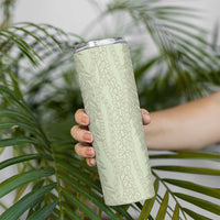 Vintage Sage Green Hawaiian Traditional Kapa Mix Flowers Lei Skinny Tumbler