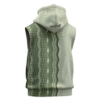 Vintage Sage Green Hawaiian Traditional Kapa Mix Flowers Lei Sleeveless Hoodie