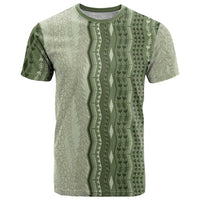 Vintage Sage Green Hawaiian Traditional Kapa Mix Flowers Lei T Shirt