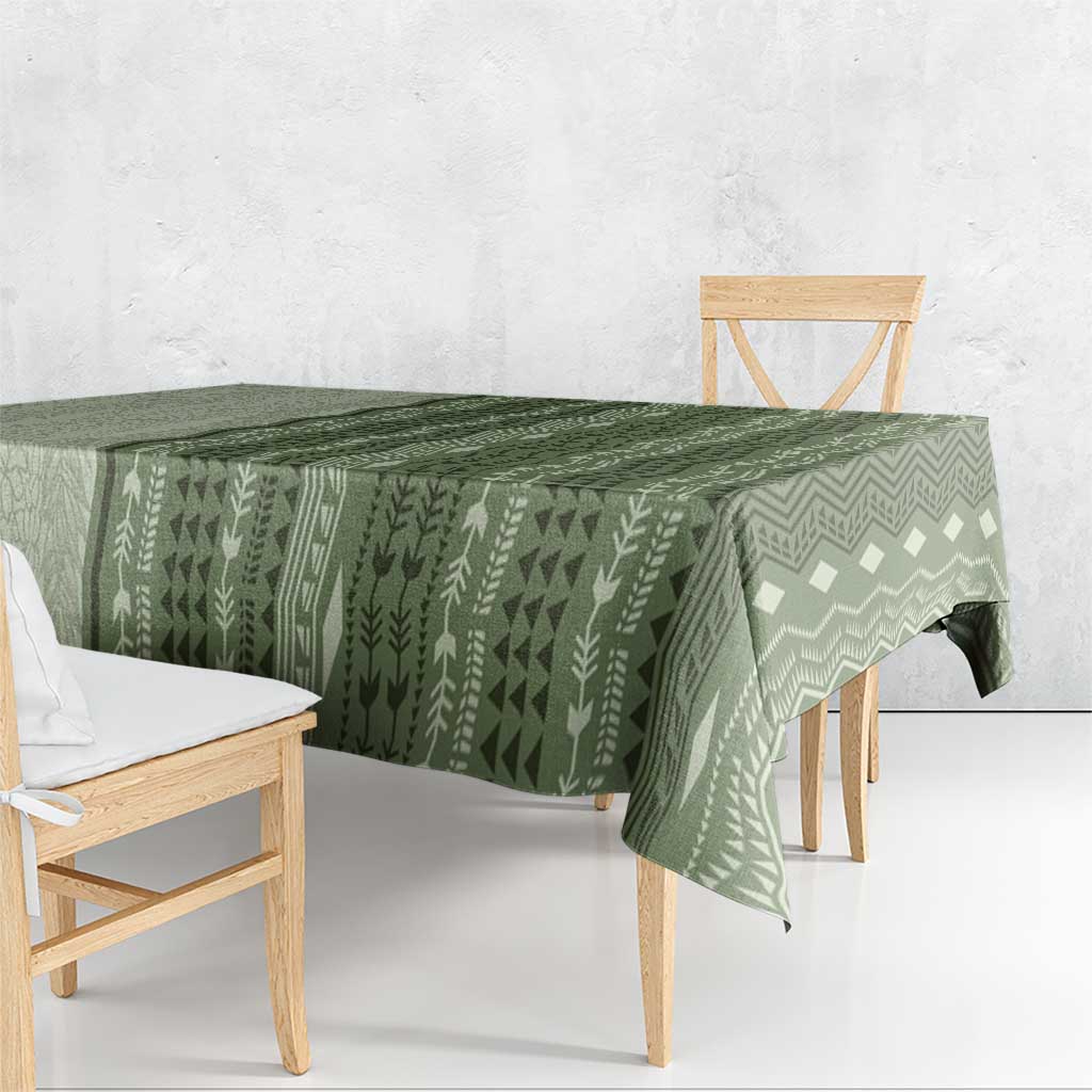 Vintage Sage Green Hawaiian Traditional Kapa Mix Flowers Lei Tablecloth