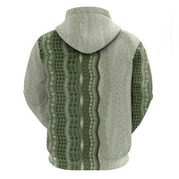 Vintage Sage Green Hawaiian Traditional Kapa Mix Flowers Lei Zip Hoodie