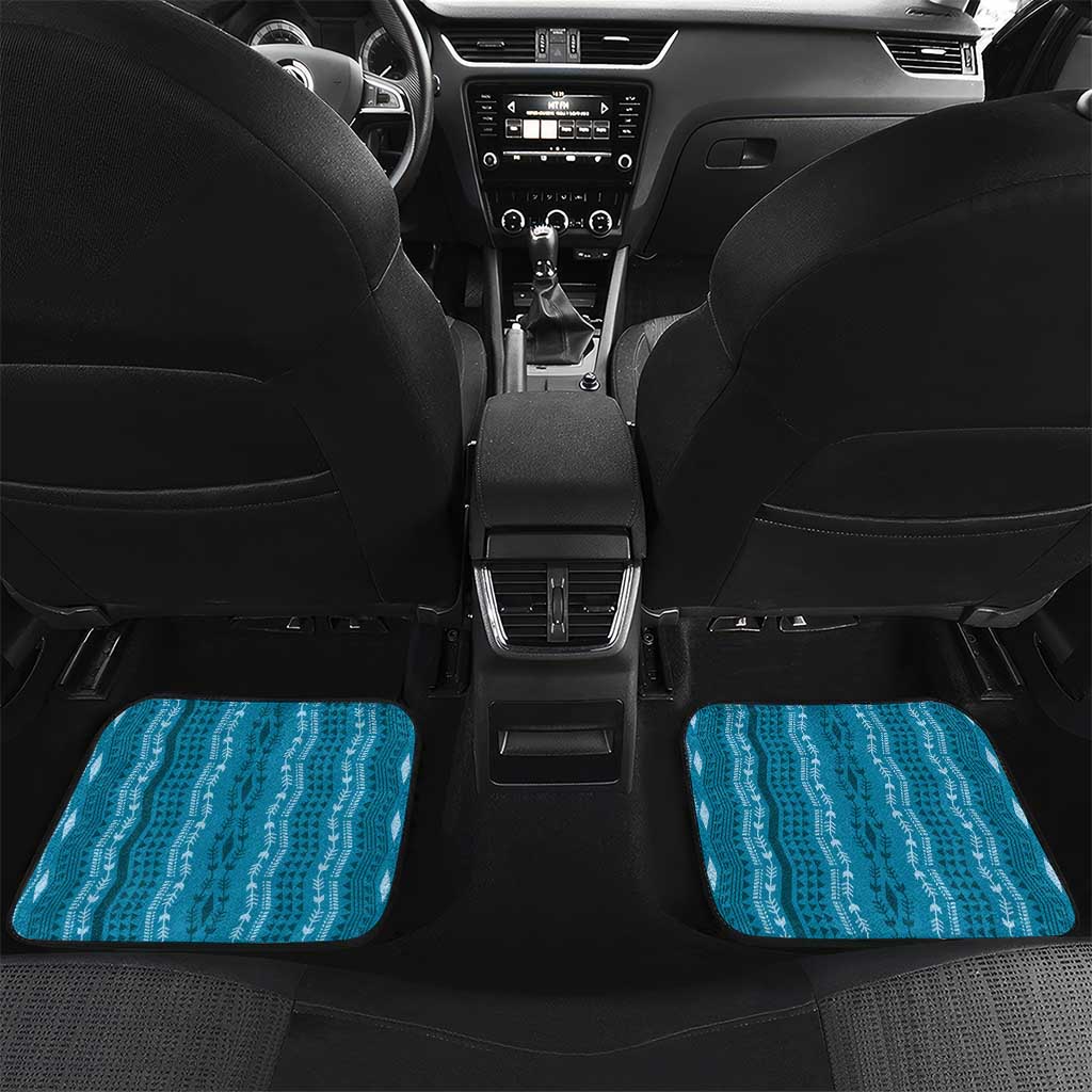 Vintage Cobalt Blue Hawaiian Traditional Kapa Mix Flowers Lei Car Mats