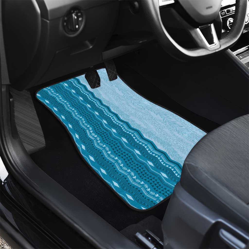 Vintage Cobalt Blue Hawaiian Traditional Kapa Mix Flowers Lei Car Mats