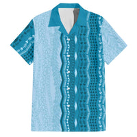 Vintage Cobalt Blue Hawaiian Traditional Kapa Mix Flowers Lei Family Matching Summer Maxi Dress and Hawaiian Shirt LT7 Dad's Shirt - Short Sleeve Cobalt Blue - Polynesian Pride