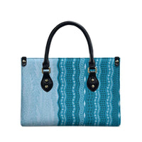 Vintage Cobalt Blue Hawaiian Traditional Kapa Mix Flowers Lei Leather Bag