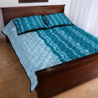 Vintage Cobalt Blue Hawaiian Traditional Kapa Mix Flowers Lei Quilt Bed Set