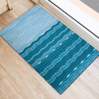 Vintage Cobalt Blue Hawaiian Traditional Kapa Mix Flowers Lei Rubber Doormat