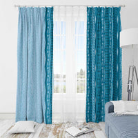 Vintage Cobalt Blue Hawaiian Traditional Kapa Mix Flowers Lei Window Curtain