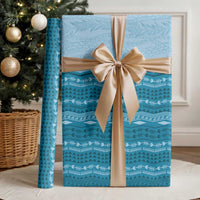 Vintage Cobalt Blue Hawaiian Traditional Kapa Mix Flowers Lei Wrapping Paper