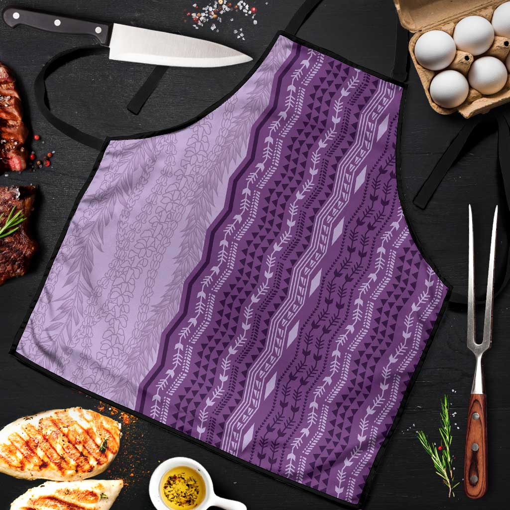 Vintage Violet Hawaiian Traditional Kapa Mix Flowers Lei Apron