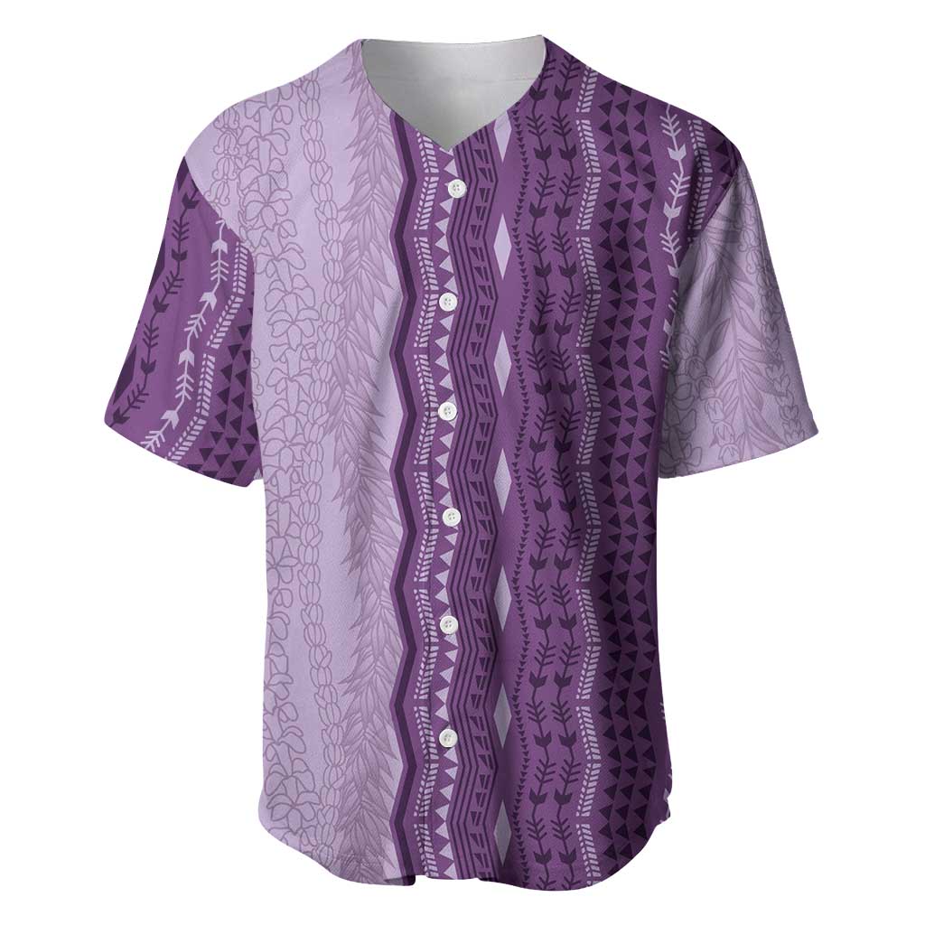Vintage Violet Hawaiian Traditional Kapa Mix Flowers Lei Baseball Jersey