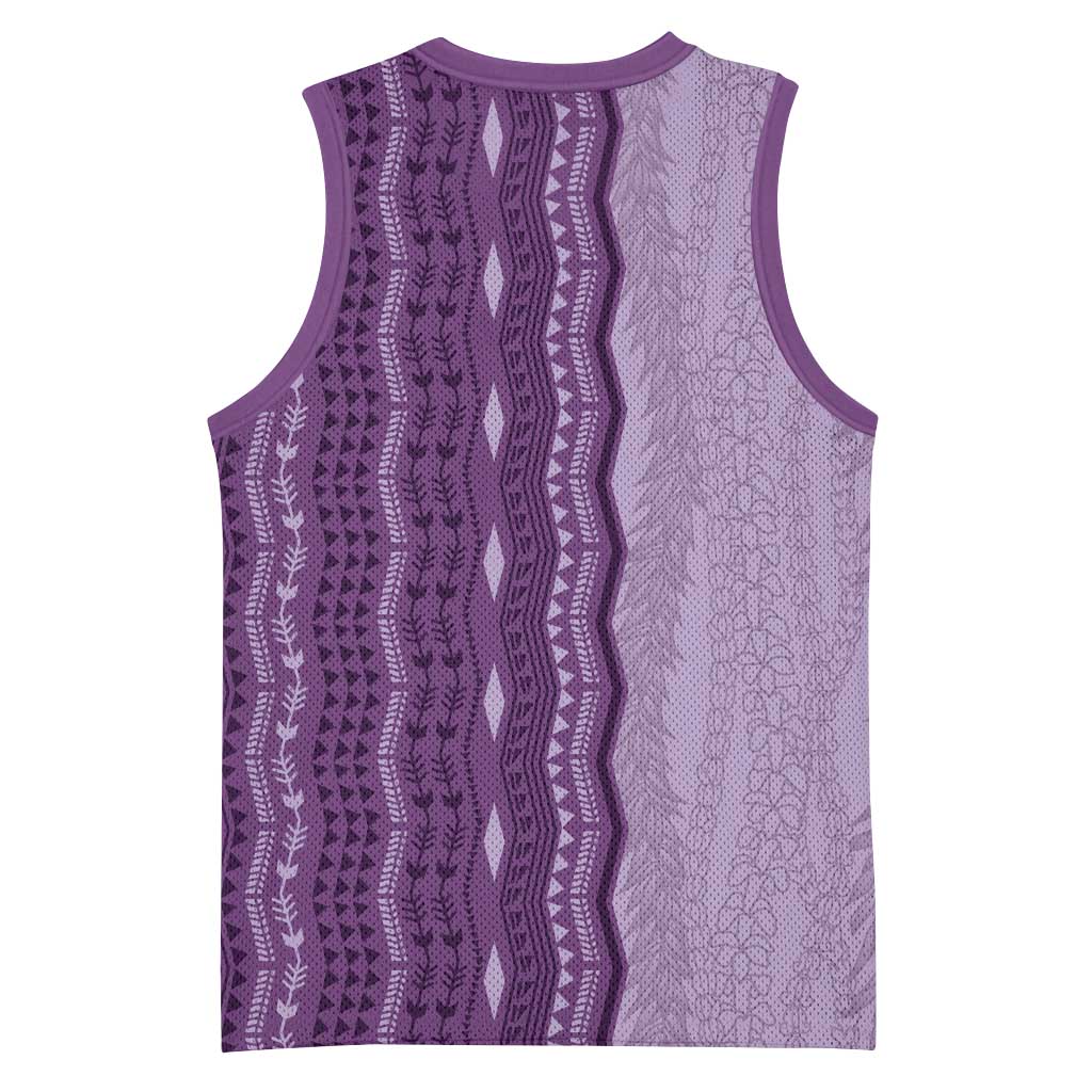 Vintage Violet Hawaiian Traditional Kapa Mix Flowers Lei Basketball Jersey