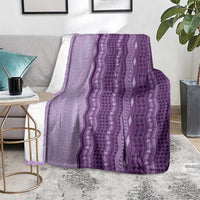Vintage Violet Hawaiian Traditional Kapa Mix Flowers Lei Blanket