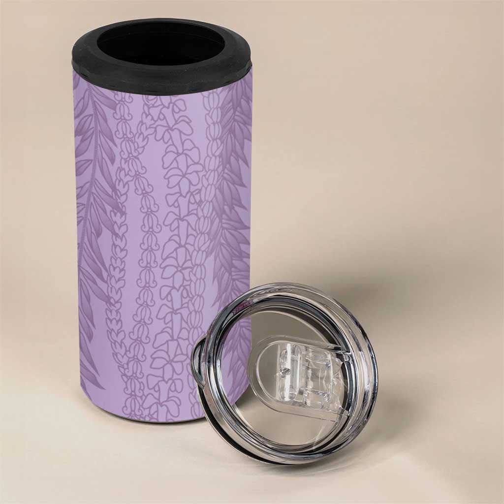 Vintage Violet Hawaiian Traditional Kapa Mix Flowers Lei 4 in 1 Can Cooler Tumbler
