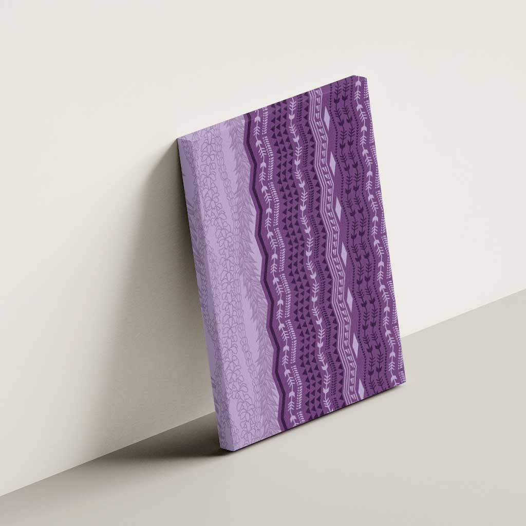 Vintage Violet Hawaiian Traditional Kapa Mix Flowers Lei Canvas Wall Art