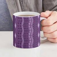 Vintage Violet Hawaiian Traditional Kapa Mix Flowers Lei Ceramic Mug