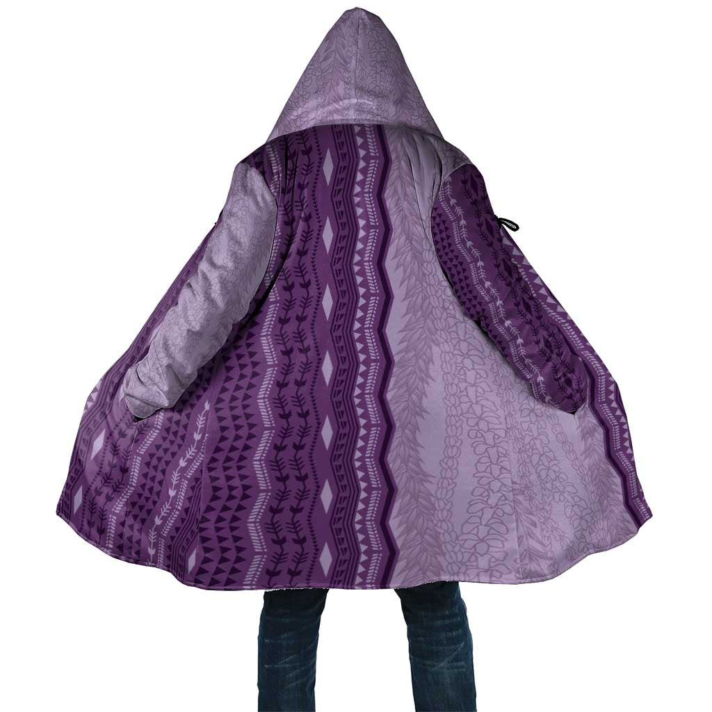 Vintage Violet Hawaiian Traditional Kapa Mix Flowers Lei Cloak