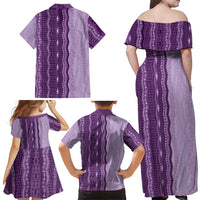 Vintage Violet Hawaiian Traditional Kapa Mix Flowers Lei Family Matching Off Shoulder Maxi Dress and Hawaiian Shirt LT7 - Polynesian Pride