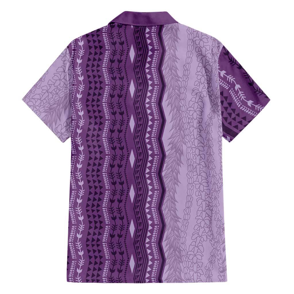 Vintage Violet Hawaiian Traditional Kapa Mix Flowers Lei Family Matching Short Sleeve Bodycon Dress and Hawaiian Shirt LT7 - Polynesian Pride