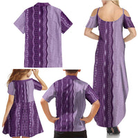 Vintage Violet Hawaiian Traditional Kapa Mix Flowers Lei Family Matching Summer Maxi Dress and Hawaiian Shirt LT7 - Polynesian Pride
