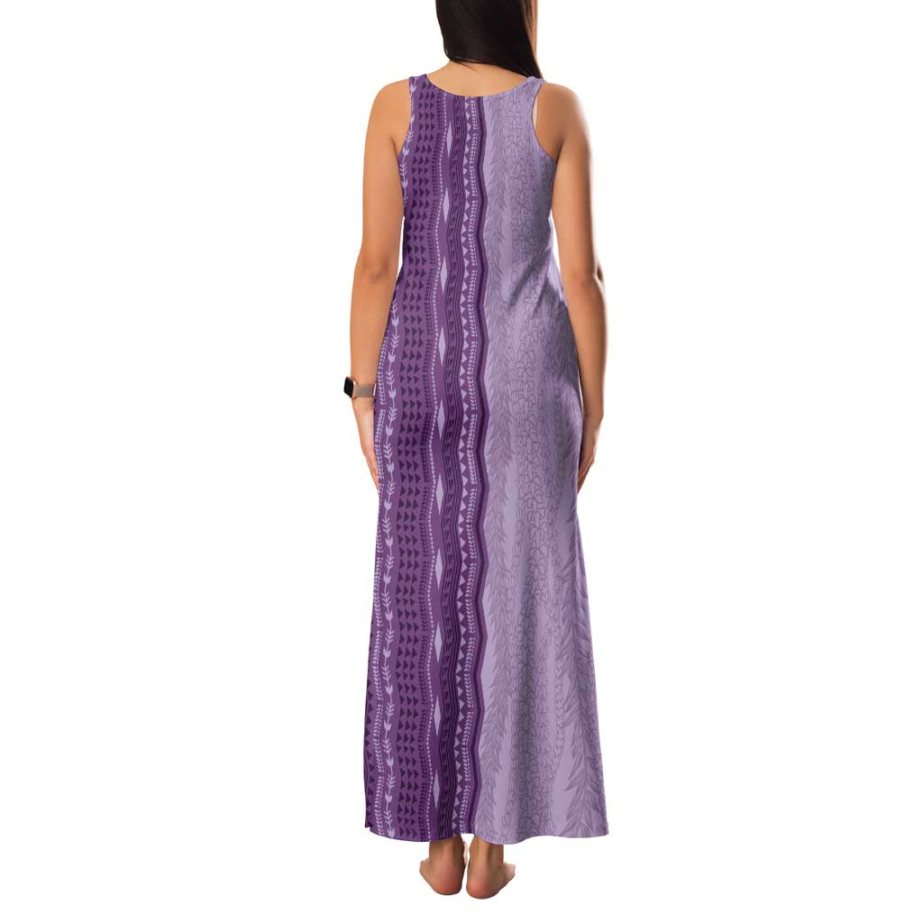 Vintage Violet Hawaiian Traditional Kapa Mix Flowers Lei Family Matching Tank Maxi Dress and Hawaiian Shirt LT7 - Polynesian Pride
