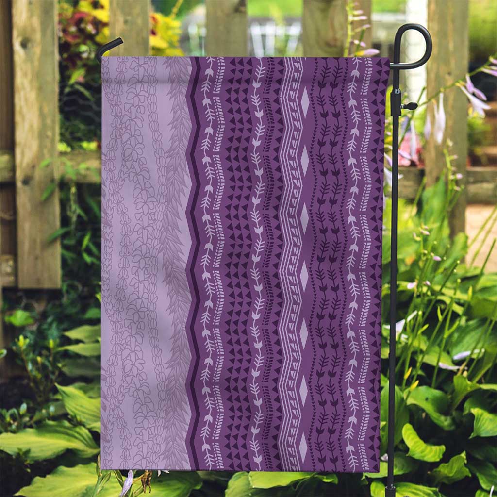 Vintage Violet Hawaiian Traditional Kapa Mix Flowers Lei Garden Flag