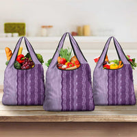 Vintage Violet Hawaiian Traditional Kapa Mix Flowers Lei Grocery Bag