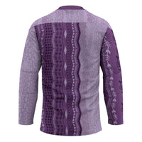 Vintage Violet Hawaiian Traditional Kapa Mix Flowers Lei Hockey Jersey