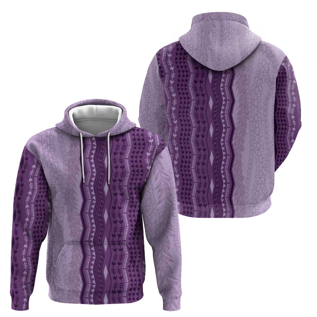 Vintage Violet Hawaiian Traditional Kapa Mix Flowers Lei Hoodie