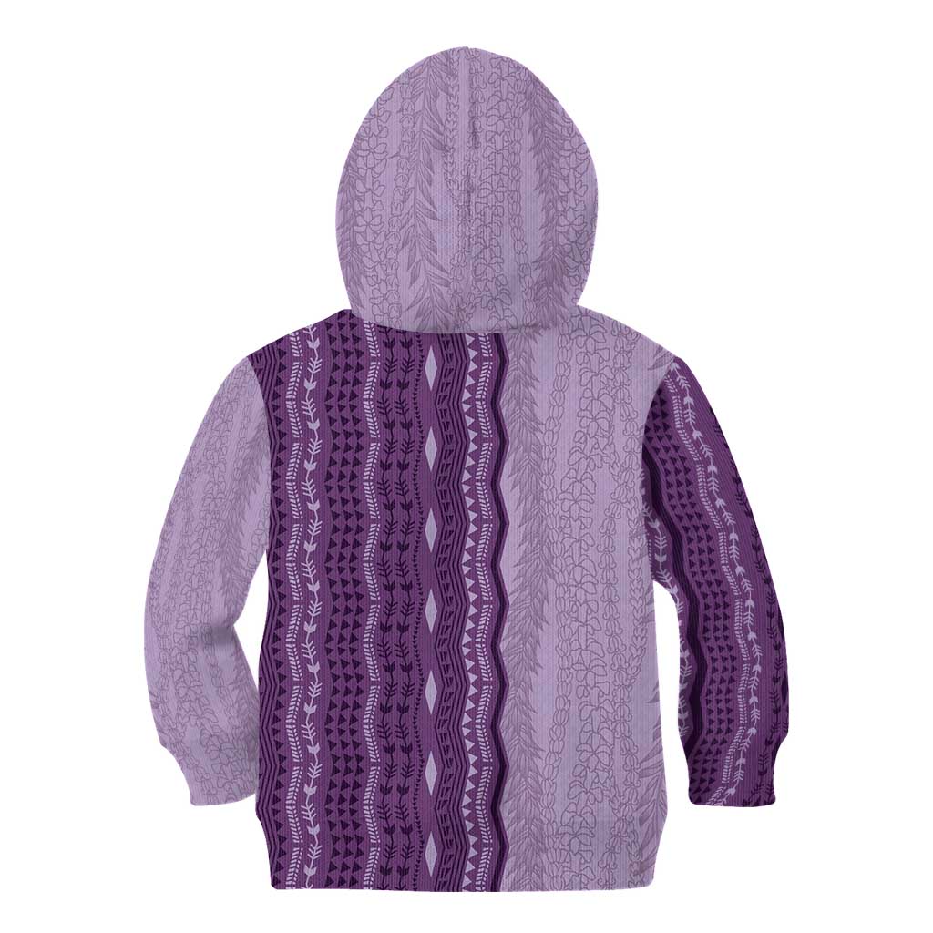 Vintage Violet Hawaiian Traditional Kapa Mix Flowers Lei Kid Hoodie