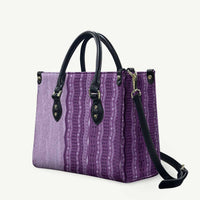 Vintage Violet Hawaiian Traditional Kapa Mix Flowers Lei Leather Bag