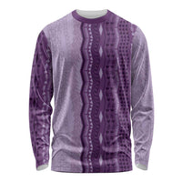 Vintage Violet Hawaiian Traditional Kapa Mix Flowers Lei Long Sleeve Shirt