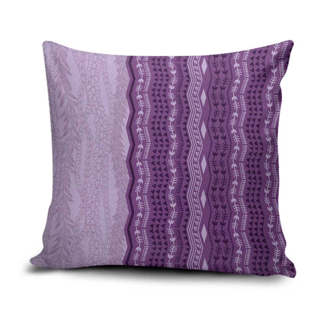 Vintage Violet Hawaiian Traditional Kapa Mix Flowers Lei Pillow Cover