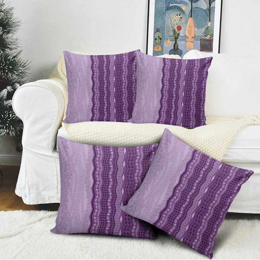 Vintage Violet Hawaiian Traditional Kapa Mix Flowers Lei Pillow Cover