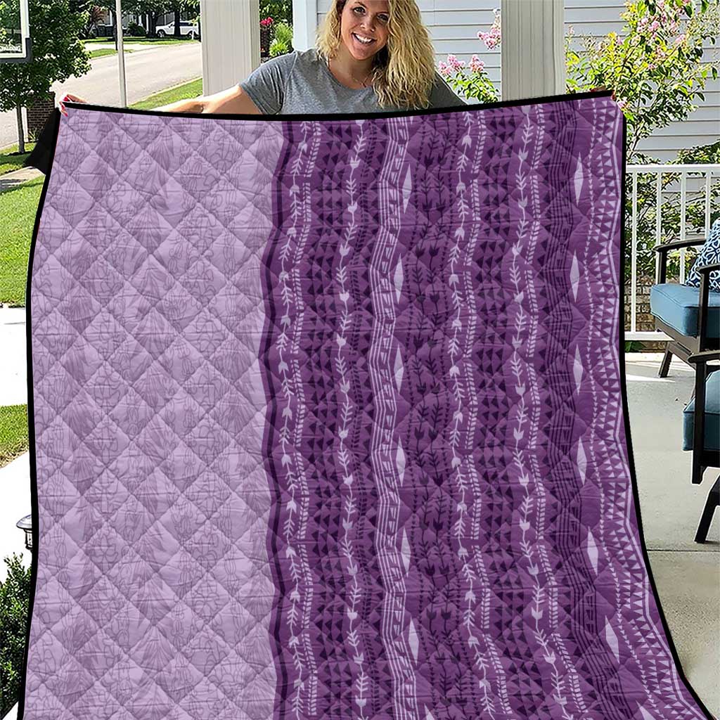 Vintage Violet Hawaiian Traditional Kapa Mix Flowers Lei Quilt
