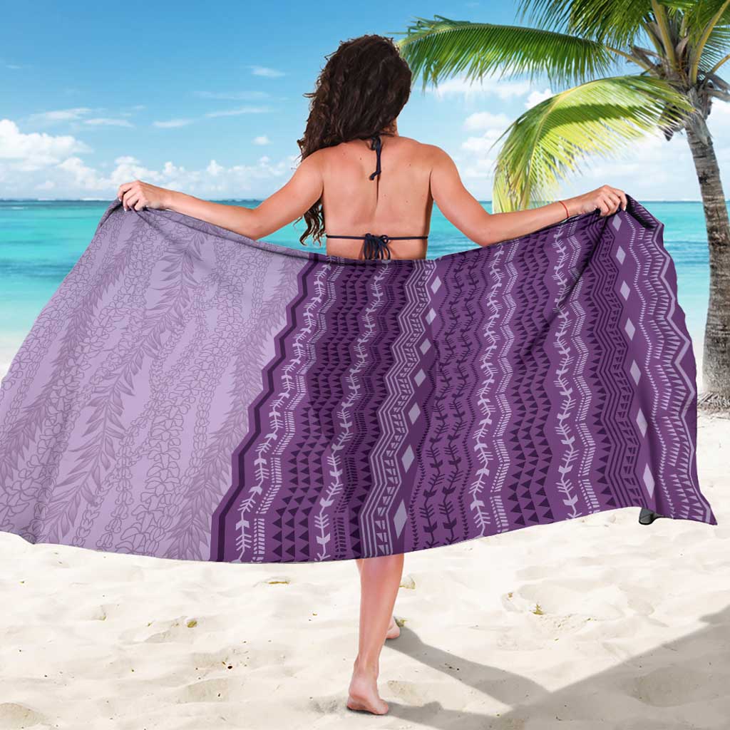 Vintage Violet Hawaiian Traditional Kapa Mix Flowers Lei Sarong