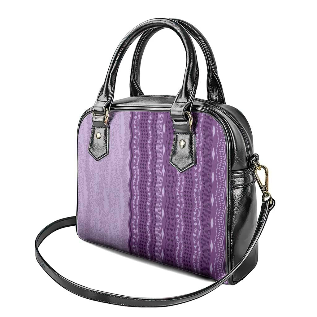 Vintage Violet Hawaiian Traditional Kapa Mix Flowers Lei Shoulder Handbag