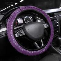 Vintage Violet Hawaiian Traditional Kapa Mix Flowers Lei Steering Wheel Cover