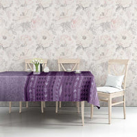 Vintage Violet Hawaiian Traditional Kapa Mix Flowers Lei Tablecloth