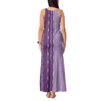 Vintage Violet Hawaiian Traditional Kapa Mix Flowers Lei Tank Maxi Dress
