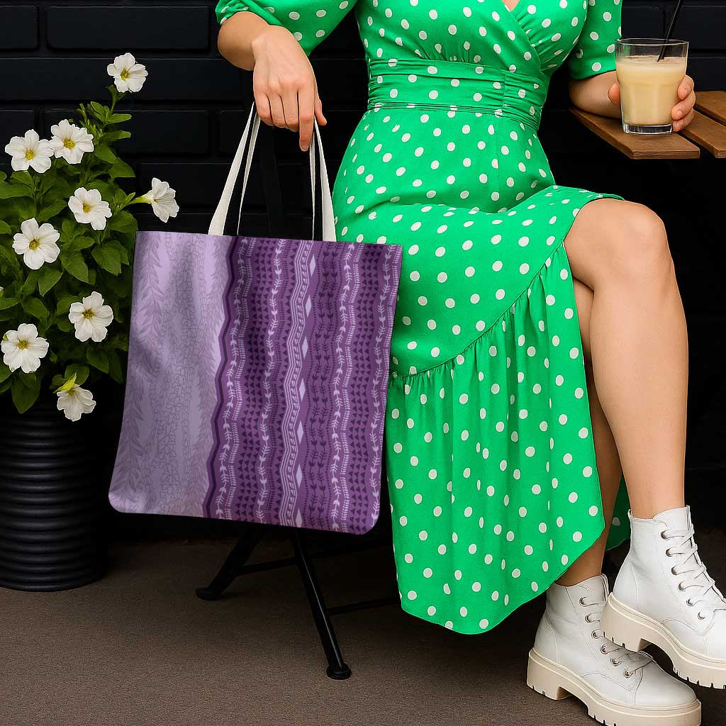 Vintage Violet Hawaiian Traditional Kapa Mix Flowers Lei Tote Bag
